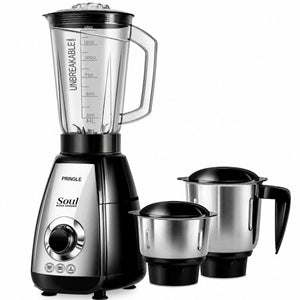 Soul 3 Jars Mixer Grinder 650W  | 45 Min Non Stop Running | 2 SS Jars, 1 Juicing Jar | SS Blades | 5 Yr Onsite Warranty | (Soul_MG_3Jar_Black)