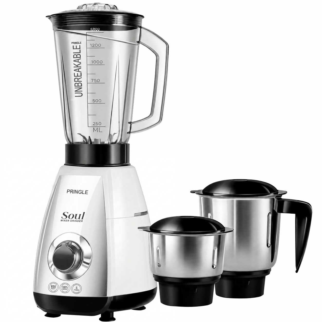 Buy Soul 650W 3 Jars Mixer Grinder | 2 SS Jars (Wet, Dry & Chutney