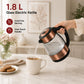 Vogue 1.8L Electric Glass Kettle 1350W | Double Fada Controller | Double Layer Cool Touch Design | Boil Dry Protection | Copper