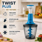 PRINGLE 1000ml Manual Push Chopper for Vegetables & Fruits | 6 Sharp Stainless Steel Blades | Hand Press Onion Cutter with Twist Lock | Blue