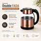 Vogue 1.8L Electric Glass Kettle 1350W | Double Fada Controller | Double Layer Cool Touch Design | Boil Dry Protection | Copper