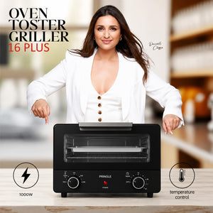 OTG16 Plus 14L Oven Toaster Griller 1000W | Bake, Toast & Grill | Adjustable Temperature | Timer Function | Black