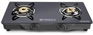 Pringle 2 Burner Toughened Glass Top Gas Stove/Chulha Manual Ignition Comes with 2 high efficiency design Brass Burners , Pan Support & 360 degree revolving nozzle With 24 months Warranty- Doorstep Service / PGT 02 ISI certified