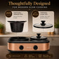 FW1807 Electric Slow Cooker 2.5L (1.25L x 2 Pots) | Ceramic Pots with Glass Lids | Slow Cooking & Warming | Copper Finish