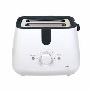 Pringle 750W 2 Slice Pop Up Toaster/Bread Toaster with wide slots & browning function with cancel, reheat and defrost| Cool touch body-White