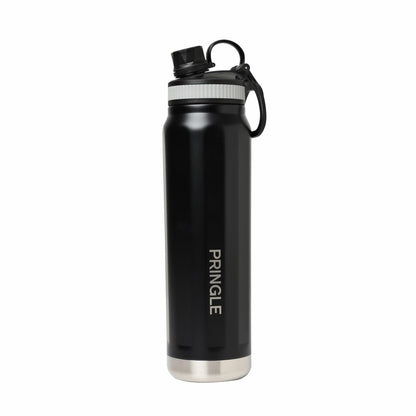 Pringle Brizo 800ml sports water bottle | Hydrosteel Stainless Steel Vacuum Flask: Leak-Proof | Sipper Bottle with Secure Lid & Large Capacity | Ideal for, Office, Gym, Travel (Black)