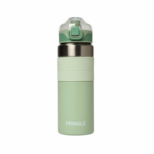 Pringle Dover 600ml Vacuum Insulated Flask Double Wall Hot & Cold Water Bottle with Silicone Grip & Press Button Mechanism for One Hand Use | 600 ML | Sipper Bottle for Kids & Adults | (Light green)