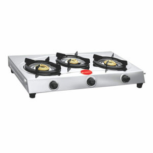 pringle blaze 3 brass burner Toughened Glass Top Gas Stove/Chulha Manual Ignition Comes with 3 high efficiency design Brass Burners , Pan Support & 360 degree revolving nozzle With 24 months Warranty