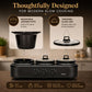 Electric Slow Cooker 4.5L (1.5L x 3 Pots) | Ceramic Pots with Glass Lids | Slow Cooking & Warming | Multi-Pot Buffet Server | Black