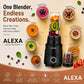 Alexa Nutri Blender 450W | Smoothie Maker & Mixer Grinder | 2 Jars | Sipper & Storage Lids | Dual Blade System | Black (AlexaPro_NB_2Jar)