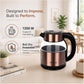 Vogue 1.8L Electric Glass Kettle 1350W | Double Fada Controller | Double Layer Cool Touch Design | Boil Dry Protection | Copper