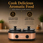 FW1807 Electric Slow Cooker 2.5L (1.25L x 2 Pots) | Ceramic Pots with Glass Lids | Slow Cooking & Warming | Copper Finish