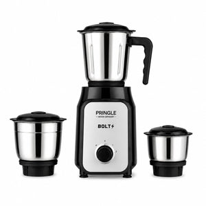 Bolt 550W 3 Jar Mixer Grinder for Kitchen | 3 Stainless Steel Jars | Compact & Powerful | 2 Yr Warranty | Black Silver