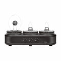 FW1806 Electric Triple Slow Cooker 4.5L (1.5L x 3 Pots) | Ceramic Pots with Glass Lids | Multi-Pot Buffet Server | Black