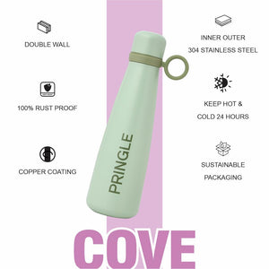 Pringle Cove Purple 500 ml Hydrosteel Bottle with Steel Flask and Vacuum Flask & Thermosteel | Stainless Steel. Leakproof | Rustproof and Sweat-free | Ideal for Hot and Cold Beverages. (Green light)