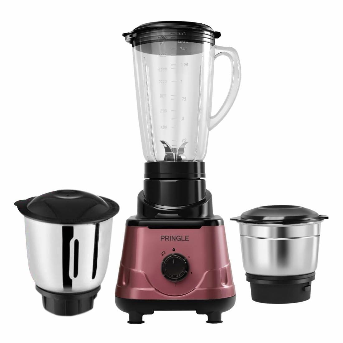 Pringle Mixer Grinder for Kitchen - 3 Jars 550 Watt Mixie - Chutney Jar, Dry Grinder Jar & Liquidizing Jar used as Wet Grinder & Blender for Milkshake, Smoothie, Puree : Model Trendy-Magento