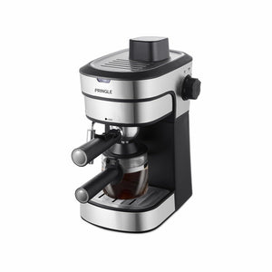 PRINGLE /Cappuccino 4Cup Coffee Maker 850W- (3in1- Espresso,Cappuccino & Latte) |Frothing Function,5Bar Pressure| Multipurpose Control Knob, Removable Drip Tray & Borosilicate Glass Carafe (DUKE)