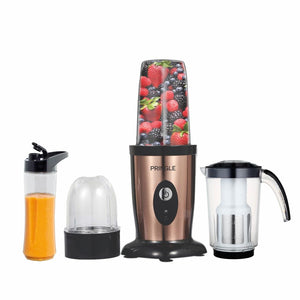 Pringle High Speed Nutri Blender/Mixer/Smoothie | 22000 RPM 100% Pure 650 Watt Copper Motor | 3in1 Grind, Mix, Blend| Stainless Steel Blades | 3 Unbreakable PC Jars | 2 Years Warranty on Motor | Gold