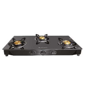 Pringle 3 burner Toughened Glass top Gas stove, Chulha Manual Ignition comes with 3 high efficiency brass burners(1 jumbo, 1 medium, 1 small burner), 24 months doorstep warranty, ISI Certified, PGT03 Jumbo MS,
