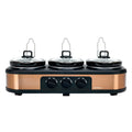 FW1806 Electric Triple Slow Cooker 4.5L (1.5L x 3 Pots) | Ceramic Pots with Glass Lids | Copper Finish