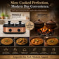 FW1807 Electric Slow Cooker 2.5L (1.25L x 2 Pots) | Ceramic Pots with Glass Lids | Slow Cooking & Warming | Copper Finish
