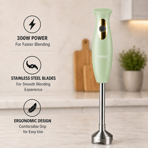HB108 Hand Blender | 300W Motor | Stainless Steel Blades | Penta Flow Technology | One-Touch Operation | Green