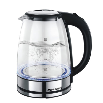 Pringle Classy Electric Kettle 1500 W for Tea and Coffee in Home and Office Cordless with LED Illumination along with cordless base , 1.8 Litre Capacity (Borosilicate Glass)