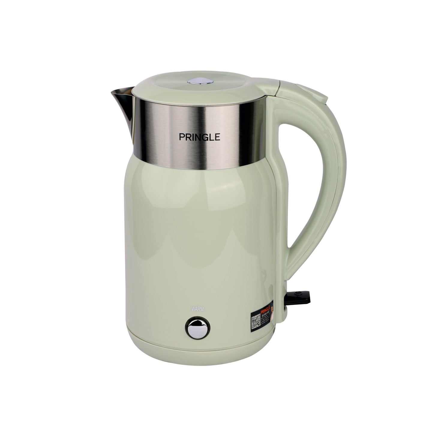 Pringle Haden Electric Kettle Double Wall 1.8L With SS 304-1500W with Keep Warm Function,Boil Dry Protection &Auto-Shut Off| Concealed Heating Element| 360 Deg Cordless Base, (PISTA)