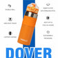 Pringle Dover 600ml Vacuum Insulated Flask Double Wall Hot & Cold Water Bottle with Silicone Grip & Press Button Mechanism for One Hand Use |SS304 Body Inner & Outer| 600 ML - Orange