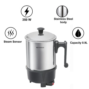 Pringle Stainless Steel Electric Multipurpose Heating Mug/Kettle 300Watt Capacity 900ml With 6 Months Onsite Warranty