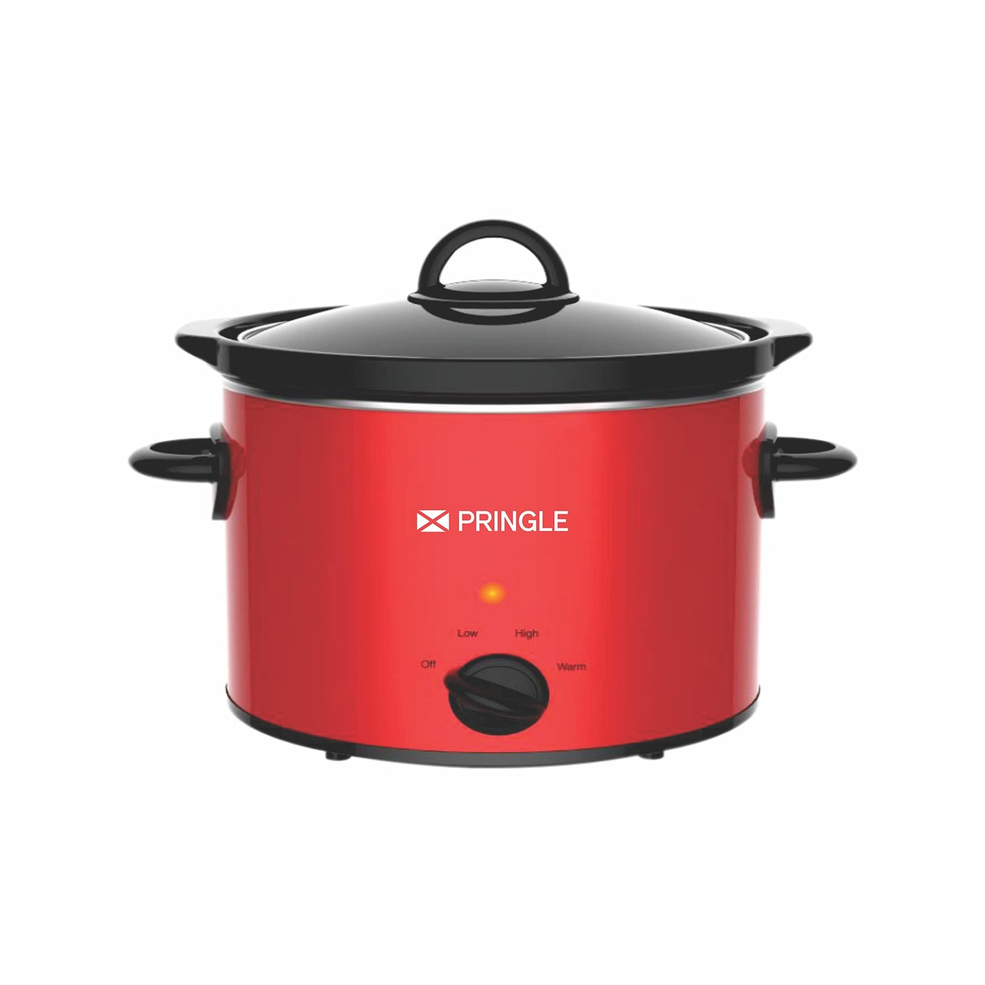 Pringle Electric Slow Cooker 4 Liter with indicator light| Ceramic Pot with Glass Lid | Red Color FW 1809 (Single)