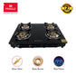 Pringle 3 burner Toughened Glass top Gas stove, Black and White, Chulha Manual Ignition comes with 3 high efficiency brass burners,1 year doorstep warranty, ISI Certified, PGT03 w&b,