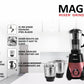 Pringle Magnus 800 Watts Mixer Grinder with 4 Jars | 3 Stainless Steel Multipurpose Jars & 1 Juicer Jar | ABS Body | Heavy Duty Motor | 5 Year Warranty on motor | Magenta