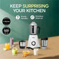 Pringle 2 Jar Mixer Grinder| 500W Powerful Motor | [ISI] Certified | 304 Grade SS Blade| 2 SS Jars Liquidizing Jar (1 Litres) Chutney Jar (0.4 Litres)3 Speed Options with Whip (1 Year Warranty)