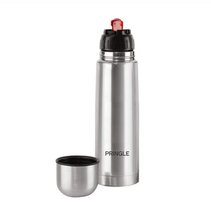 Pringle Flipper Hydrosteel Bottle | Stainless Steel Vacuum Insulated Flask with Jacket 700ml | Hot and Cold Water Bottle with Flip lid | Double Walled Silver Bottle for Home, Office, Travel