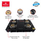 Pringle 4 Burner Toughened Glass Top Gas Stove/Chulha Manual Ignition Comes with 4 high efficiency design Brass Burners , Pan Support & 360 degree revolving nozzle With 24 months Warranty- Doorstep Service / PGT 04 ISI certified