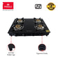 Pringle 3 burner Toughened Glass top Gas stove, Black and White, Chulha Manual Ignition comes with 3 high efficiency brass burners,1 year doorstep warranty, ISI Certified, PGT03 w&b,