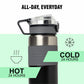 Pringle Dover 600ml Vacuum Insulated Flask Double Wall Hot & Cold Water Bottle with Silicone Grip & Press Button Mechanism for One Hand Use | SS304 Body Inner & Outer| 600 ML | (Black)