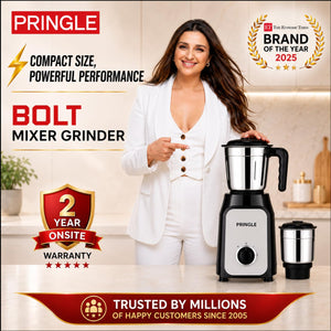 Bolt 550W 2 Jar Mixer Grinder | 2 SS Jars | SS Blades | 2 Yr Warranty | Black Silver (Bolt_MG_2Jar)