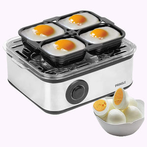 Pringle 2 in1 Egg Boiler and Poacher 500-Watt (Silver & Grey), Boil 8 eggs, Poach 4 eggs, Easy to clean| 3 Boiling Modes, Stainless Steel Body and Heating Plate, Automatic Turn-Off - 1 Year Warranty