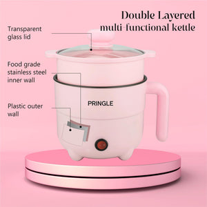 Pringle FUSION Multi Cook Kettle | 1.8 L | 600W | Peach | 1 Years Warranty| Quick Boiling| Automatic Shut-Off| Overheat Protection | Boil-Dry Protection