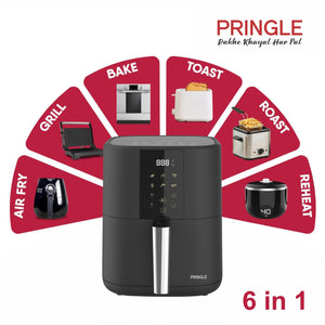 Pringle AF1406 Digital Air Fryer, 360° High Speed Air Circulation Technology 1350 W with Non-Stick 4.2 L Basket-Green Black