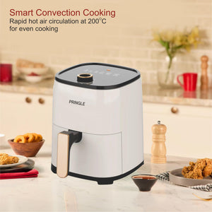 Pringle AF1409 Manual Air Fryer 2.8L For Home With Timer Control Fry, Grill, 360° High Speed Air Circulation Technology 1250 W with Non-Stick Basket- White