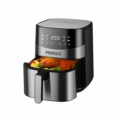 Pringle AF1409 Manual Air Fryer 2.8L For Home With Timer Control Fry, Grill, 360° High Speed Air Circulation Technology 1250 W with Non-Stick Basket- White