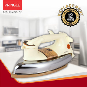 Pringle Heavy Weight Dry Iron | 12 Months Replacement Warranty | Japanese Quick Heat Technology Iron Press | Iron box for Clothes | Shock Proof Iron ( DI-1104-White, 1000 Watts, 2 KG) I Made In India