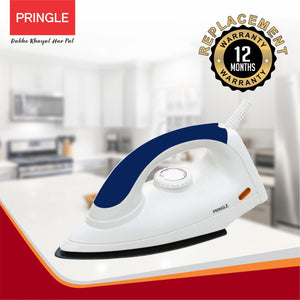 Pringle Dry Iron | 12 Months Replacement Warranty | Japanese Quick Heat Technology Iron Press | Iron box for Clothes | Shock Proof Iron ( DI-1109-Blue, 1000 Watts)