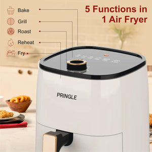 Pringle AF1409 Manual Air Fryer 2.8L For Home With Timer Control Fry, Grill, 360° High Speed Air Circulation Technology 1200 W with Non-Stick Basket- Black