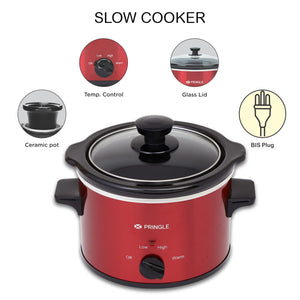 Pringle Electric Single Slow Cooker | Ceramic Pot with Glass Lid | Copper Color FW 1810 - Capacity 1.5L- 1 Year Onsite Warranty
