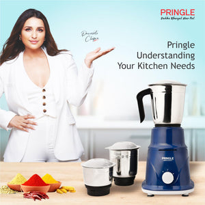 Pringle Brio High Efficiency 500 Watt Juicer Mixer Grinder With 2 Unbreakable Jars | JMG With 2 year Warranty On Motor | ISI Certified | White