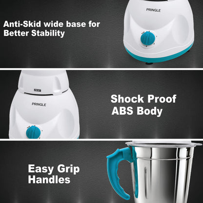 Pringle 550Watt Mixer Grinder with 2 Leak Proof Stainless Steel Jars by Pringle Homeware - front view